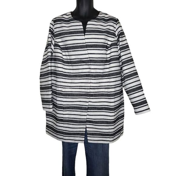 Ellos Blue And White Striped Sz 18 Tunic Top‎ Women NWOT Long Sleeve - Picture 1 of 8